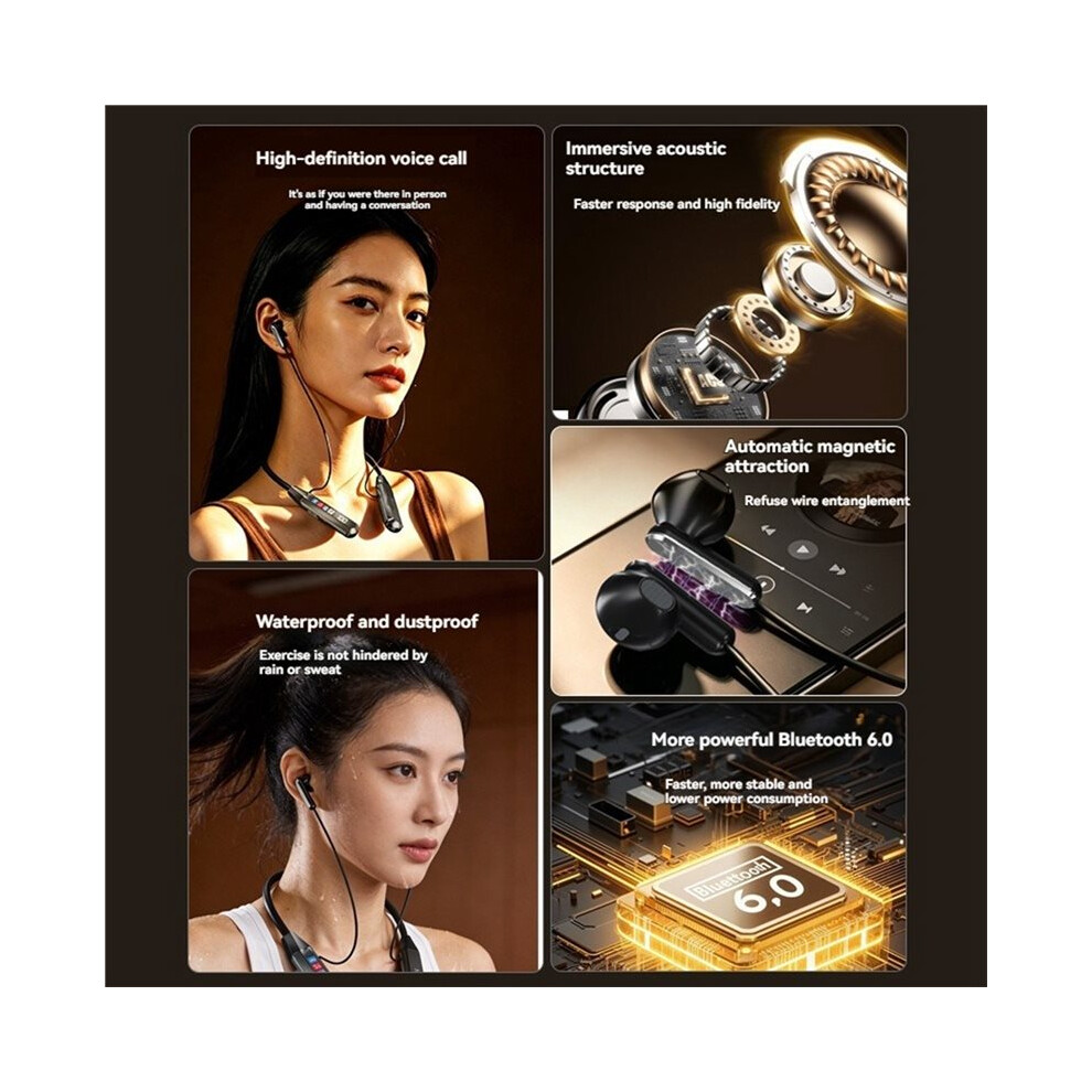 Wireless Headphone 6.0 Earphones Magnetic Neckband Sport Waterproof Blutooth Headset With Mic Noise Cancell 6031573939910