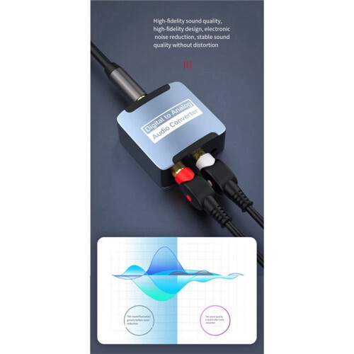 DAC Digital-Analog-Audio- Optischer SPDIF/Koaxialer zu RCA L/R Verstärker-Decoder mit Glasfaserkabel 2