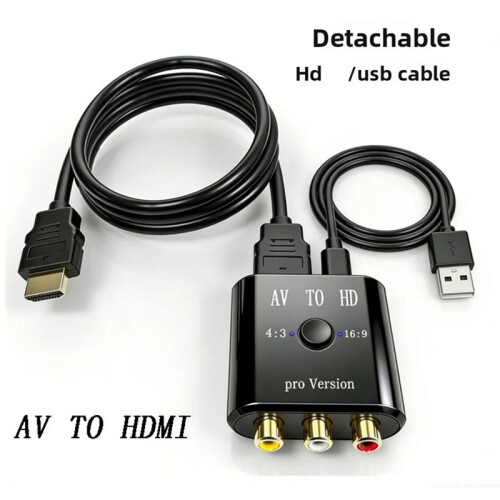 Convertitore AV A  Compatibile CVBS L/R Video Box, Adattatore AV Supporta Input Composito NTSC PAL A  Compatibile 2