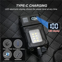 Lanterna LED Recarregável USB, Portátil, com Ímã, Super Brilhante, para Camping, com Luz COB, Ideal para Emergências