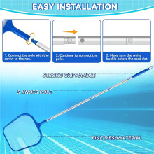 Pool Leaf Catcher with Telescopic Pole, Sturdy Surfaces Net for Cleaning Leaves and Debris, for Above Ground Pool Pond