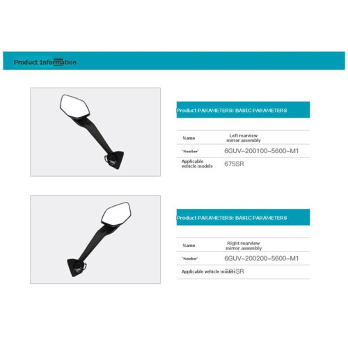 Motorcycle Rear View Mirror Rearview Mirror Assembly for  675SR CF650SR Motorcycle Reverse Mirror Right