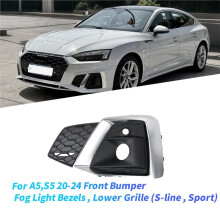 For A5/S5 20-24 S- Sport Front Bumper Fog Light Bezels Lower Grille Fog Lamp Chrome Cover 8W6807681T Left