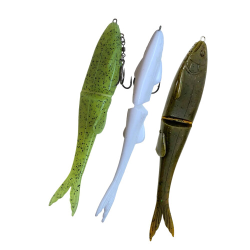 3er-Pack mehrfarbige weiche Köder zum Angeln auf Bässe mit-17cm