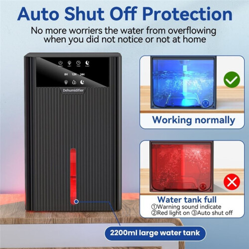 Portable Compact Dehumidifier, Suitable for Moisture Absorption, Air Purification, Drying, Moisture-Proof Room B US Plug 2