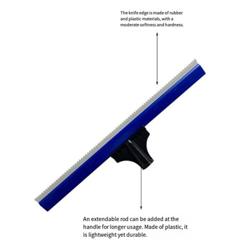 Epoxy Notched Squeegee with Soft Rubber Teeth Floor Squeegee Cement Painting Coating Toothed Rake Construction Tool 40cm