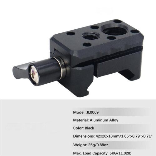 Fixador de Trilho NATO com Rosca de 1/4 Polegadas e 3/8 Polegadas para Braço Mágico de Microfone, Monitor e Luz de Vídeo 1