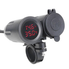 3,1-A-Dual-USB-Ladegerät – Spannungs- und Temperaturmesser Black+Red
