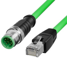 1 M Langes, 8-Poliges M12-auf-RJ45-Kabel, IP67 Wasserdicht, STP-Geschirmt, Aus RJ45-Industrie-Ethernet-Kabel für EtherCAT/Profinet/IIoT