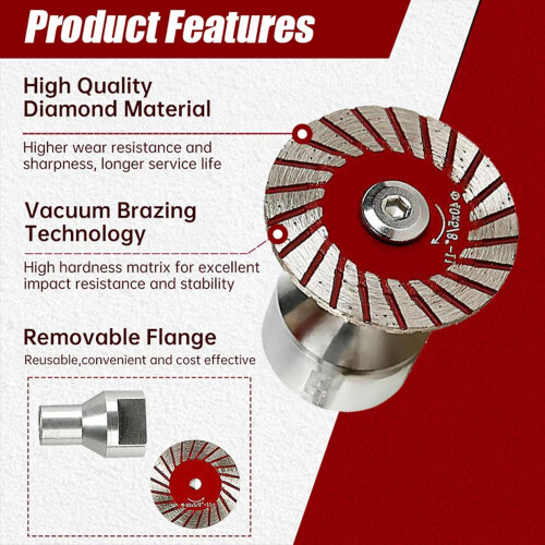 (Red-5pcs, -) 4cm Vacuum Brazed Diamond Grinding Disc, Mini, Removable 2