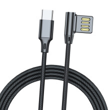 Enkelhoekige USB naar Type C oplaadkabel met gevlochten-2m