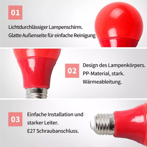 1W Darkroom Safe Light LED Bulb - E27 Socket Red Lamp for Film/Slide Processing with Analog Photography EU Plug 2