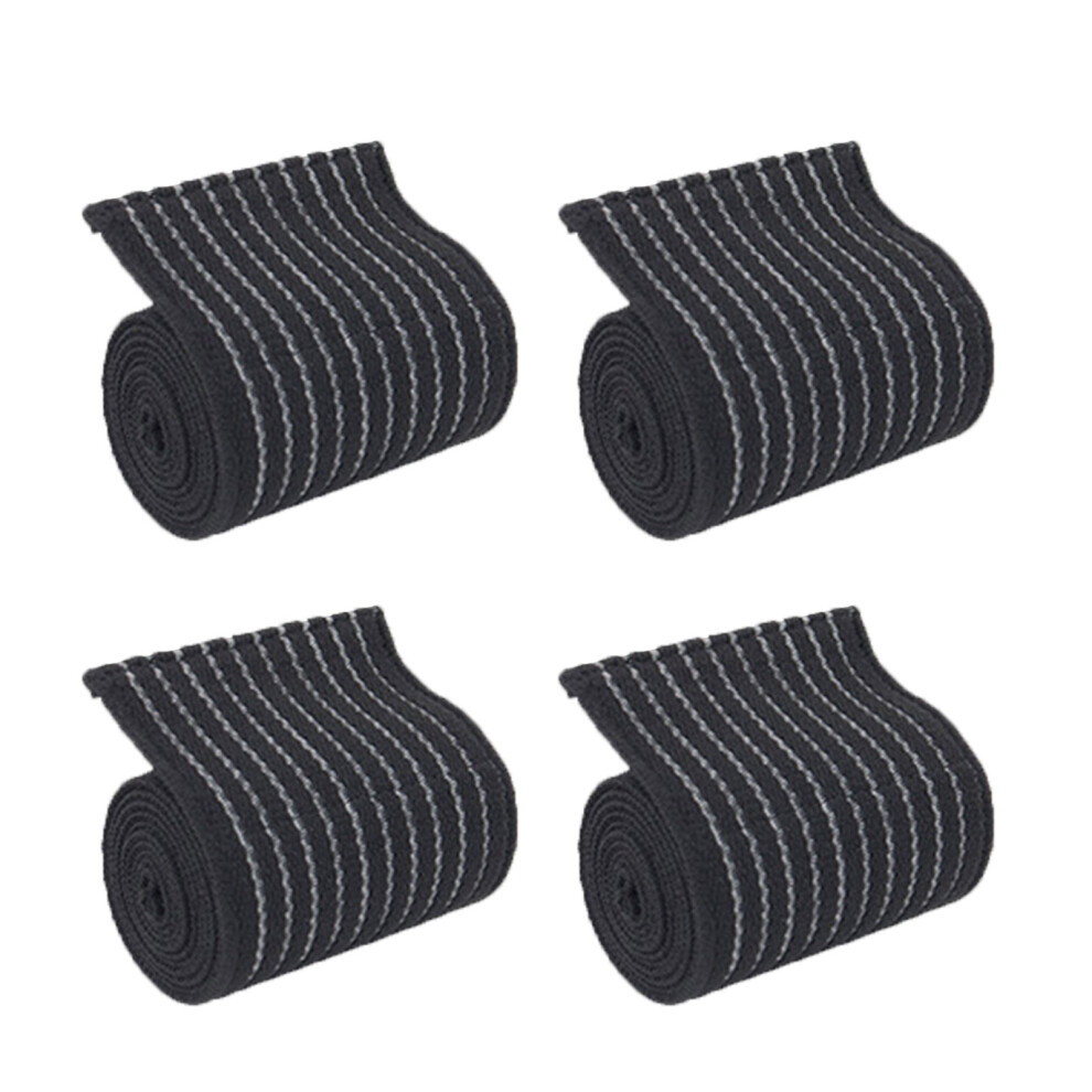 Black 4Pcs Knee Elbow Support Wrap Sports Safety Brace Guard