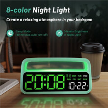 Digitaler Wecker für Tiefschläfer, Erwachsene, Digitaluhr mit Nachtlicht, Großem Display, Doppelalarm, Schlummerfunktion, Grün