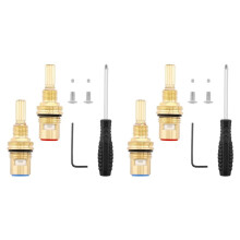 4x Brass 1-001 & Brass 1-002 Ceramic Valve Cartridges Set for Cold Widespread Cartridges and Hot Widespread Valve Core