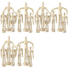 18 Pcs Artist Mannequin Model Wooden Manikin Drawing Moveable Figure Model with Stand Flexible Jointed Mannequin
