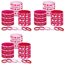 72 Pulseras de Silicona para Regalos de Fiesta del Día de San Valentín, Pulseras de Corazón de Amor Rosa y Rojo para Regalo de Niños y Adultos (6