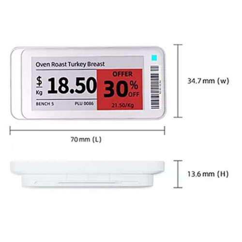 Visor de Etiquetas e-Ink de 2,1 Polegadas em Vermelho, Preto e Branco, Consumo de Energia Ultrabaixo, Troca de Imagem com um Clique Via 2