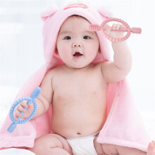 Babytandjes met Handvat voor Gemakkelijke Grip, Babytandenborstel, Geribbeld aan Beide Zijden voor Massage en Verzachting van Pijnlijk Tandvlees