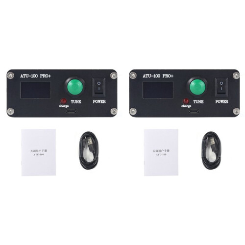 2X ATU-100 Pro+ 1.8-55Mhz Automatic Antenna Tuner Multi-Function Convenient 0.96 Inch Finished Rechargeable with Case