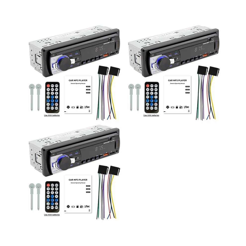 3X Car Radio 1 Din Stereo Player Digital Car Mp3 Player Fm Radio Stereo Audio Music With In Dash Aux Input 6034100864617