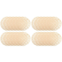 24pcs Paper Braided Round Placemats Non-Slip Heat Table Mats for Dining Tables Indoor & Outdoor Place Mats Beige