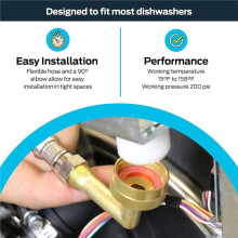 6 Ft Dishwasher Installation Kit, Braided Stainless Steel Supply with 3/8 Inch Compression Ends
