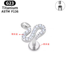 (23#, 1.0*10) G23 titanium alloy butterfly lip nail inner teeth ear bone nail simple light luxury threaded rod cochlear nail girls earring piercing