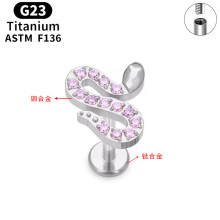 (20#, 1.2*10) G23 titanium alloy butterfly lip nail inner teeth ear bone nail simple light luxury threaded rod cochlear nail girls earring piercing