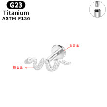 (28#, 1.2*10) G23 titanium alloy butterfly lip nail inner teeth ear bone nail simple light luxury threaded rod cochlear nail girls earring piercing