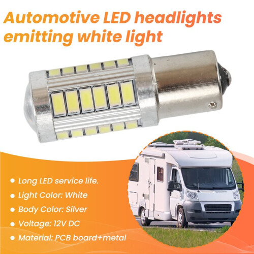 BA15S 12V White LED Sidelight Indicator Car Light Bulb 1156 P21W Silver 33-LED 2