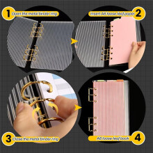 A6 Binder Clear Acrylic Binder 6-Ring Budget Binders Thick Stripe A6 Planner Binders with Gold Metal Round Ring