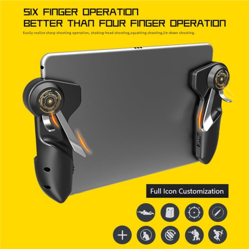 6 Fingers Tablet Gaming Button Triggers Gamepad for Mobile Controller L1R1 Fire Aim Joystick Sensitive Touchpad 1