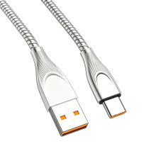 65 W USB-auf-Typ-C-Schnellladekabel-Anschluss,-1m Silber