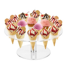 Soporte Acrílico para Helados, Soporte para Conos de Pastel, 16 Orificios, Soporte Transparente para Pasteles, Estante para Exhibir Alimentos en
