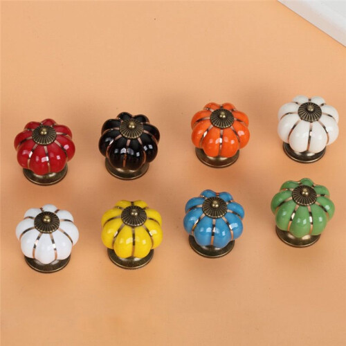 8pcs Pumpkin Ceramic Handles 38mm Drawer Knobs Cupboard Door Handles Single Hole Cabinet Handles 2