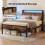 Levede Single Bed Frame Platform Storage Headboard Charging Station LED Lights 5