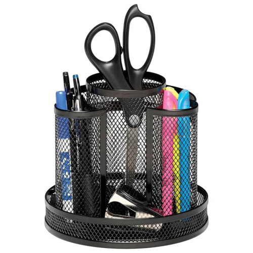 Desk Organizer, Rotating Caddy, Mesh Black - Rotundity Pencil Holder, Teacher 1