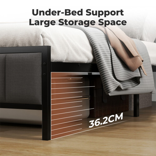 Levede Large Single Bed Frame Metal 90x200cm LED Headboard Charging Station 2
