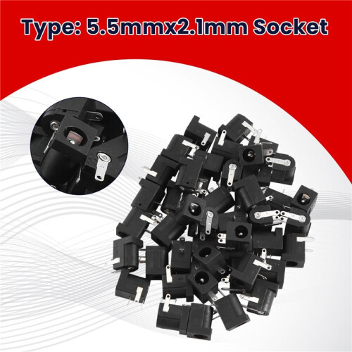 45 Pcs  Power Jack Socket 2.1mm x 5.5mm -Type PCB Mount -005 1