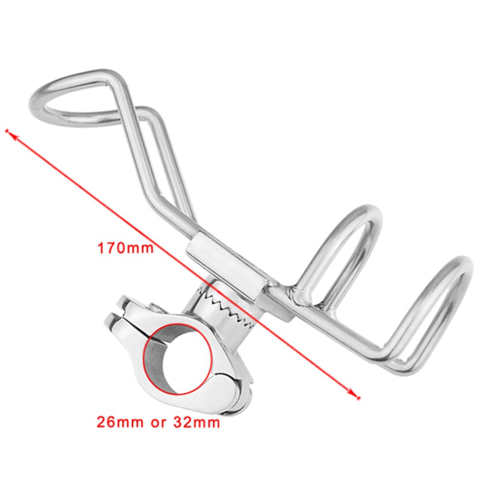 2Pcs Stainless Steel 316 Fishing Rod Rack Holder Pole Bracket Support Clamp Rail Mount 26Mm Boat Accessories 4712286788508