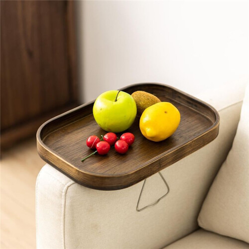 Multi-Purpose Tray Storage Tray Sofa Handrail Special Storage Tray Remote Control Snacks and Beverage Placement Storage Square Brown 2