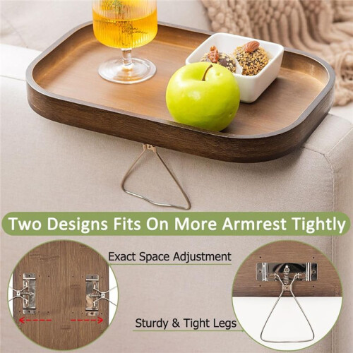 Multi-Purpose Tray Storage Tray Sofa Handrail Special Storage Tray Remote Control Snacks and Beverage Placement Storage Square Brown 2