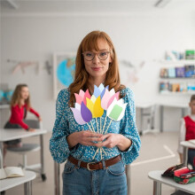 1 Juego de Regalo de Tulipanes, Juego de Ramo de Flores con Tarjeta de Regalo para Armar, Regalo de Agradecimiento para Maestros en la Temporada de