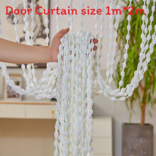 (White) Polyester Tassel Beaded Line Curtain For Hotel Wedding Salon Decor Home Doorway