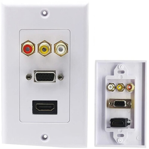 Placa de Parede com Tampa Frontal para TV, Compatível com , VGA e 3RCA. 2