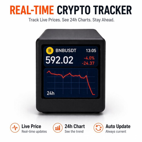 Monitor de Mercado de Criptomoedas em Tempo Real com Cotação de Bitcoin Via Wi-Fi (Amarelo) 2