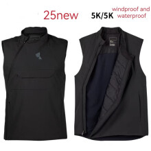 (New black thickened version, S) Warm spring, autumn and winter riding off-road motorcycle outdoor vest men's trendy stand-up collar vest