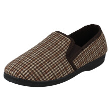 (Brown, UK 10) Mens Four Seasons Slip On Slippers - Andrew