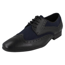 (Navy, UK 8) Mens Front Lace Up Brogue Shoes - Turin